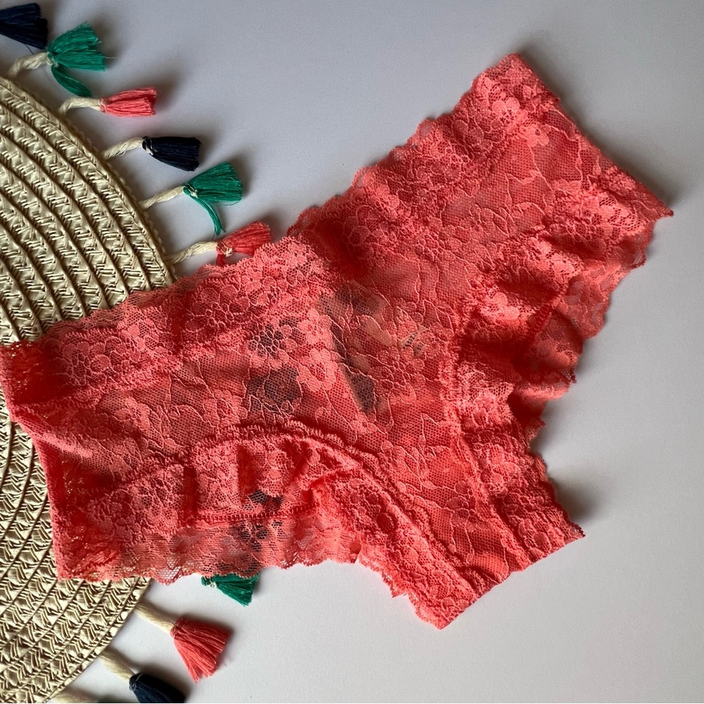 Victoria's Secret The Lacie Posey Lace Cheeky Panty Coral XS NEW